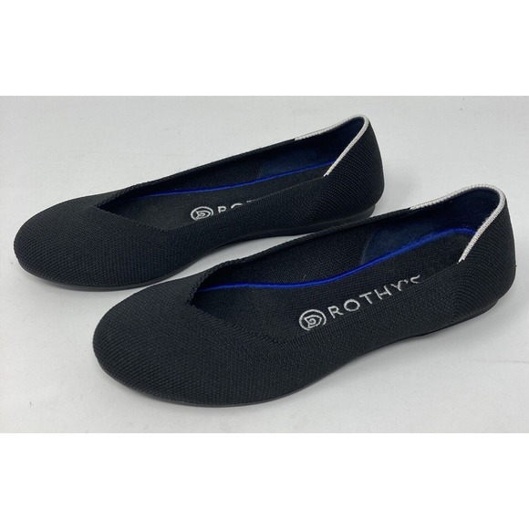 ROTHY'S The Flat Womens Size US 7 Black Round Toe Shoes Ballet Style EUC - Picture 1 of 11